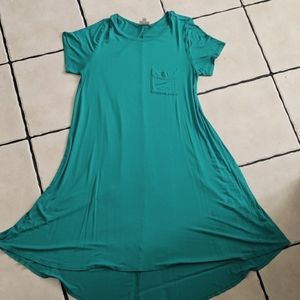 LuLaRoe Carly Teal Dress, Size M